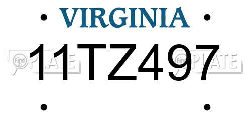 11TZ497 Virginia License Plate