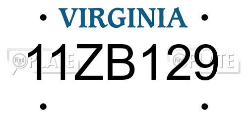 11ZB129 Virginia License Plate