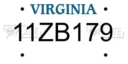 11ZB179 Virginia License Plate
