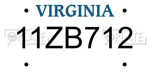 11ZB712 Virginia License Plate