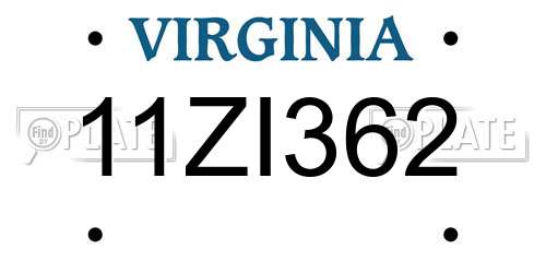 11ZI362 Virginia License Plate