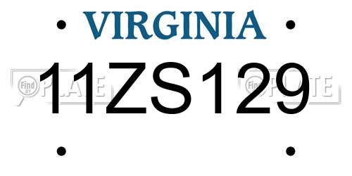 11ZS129 Virginia License Plate