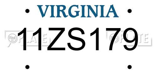 11ZS179 Virginia License Plate