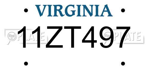 11ZT497 Virginia License Plate