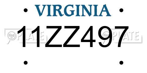 11ZZ497 Virginia License Plate