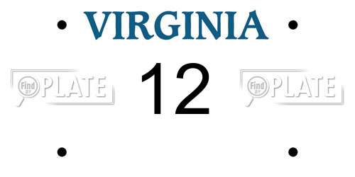 12 Virginia License Plate