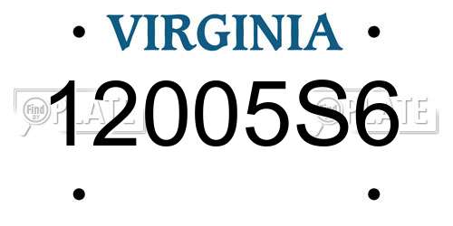 12005S6 Virginia License Plate