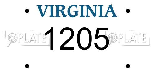 1205 Virginia License Plate