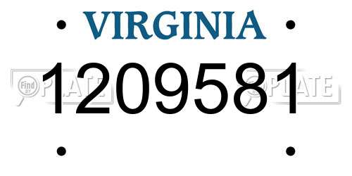 1209581 Virginia License Plate