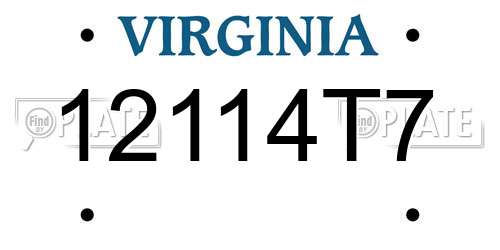 12114T7 Virginia License Plate