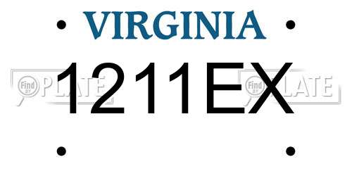 1211EX Virginia License Plate