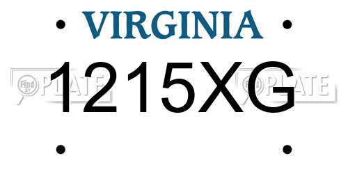 1215XG Virginia License Plate