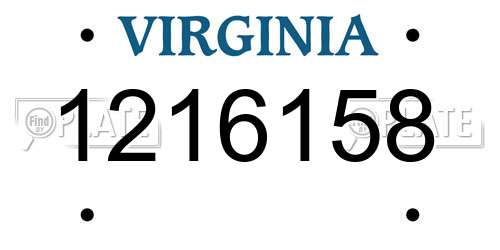 1216158 Virginia License Plate