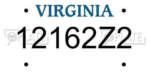 12162Z2 Virginia License Plate