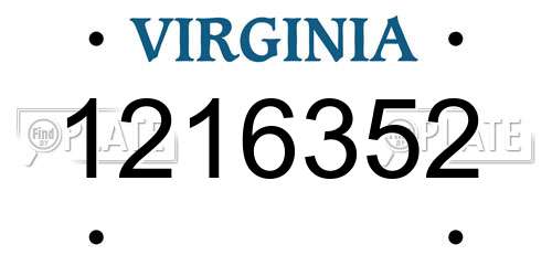 1216352 Virginia License Plate