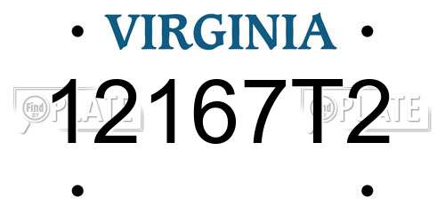 12167T2 Virginia License Plate