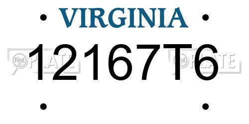 12167T6 Virginia License Plate