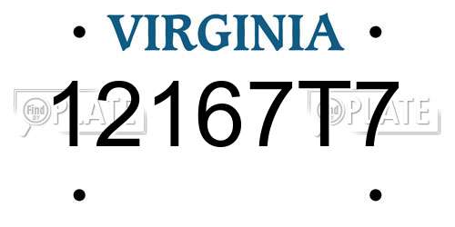 12167T7 Virginia License Plate