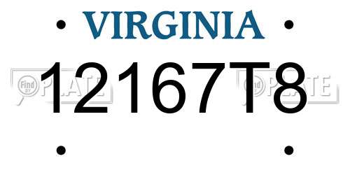 12167T8 Virginia License Plate