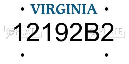 12192B2 Virginia License Plate