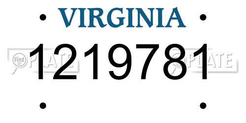 1219781 Virginia License Plate
