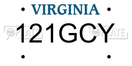 121GCY Virginia License Plate