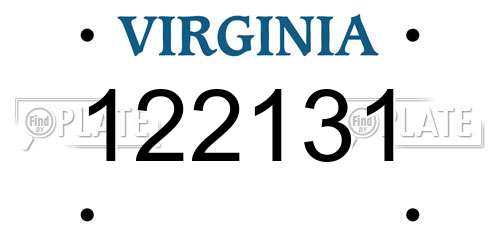 122131 Virginia License Plate