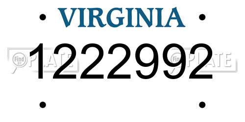 1222992 Virginia License Plate