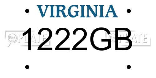 1222GB Virginia License Plate