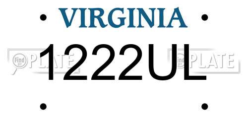 1222UL Virginia License Plate