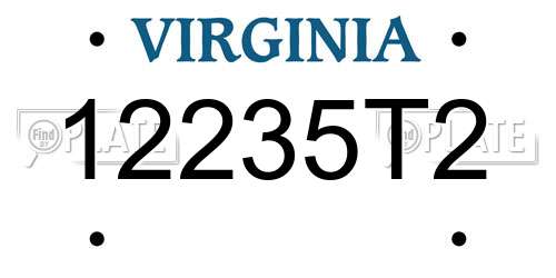12235T2 Virginia License Plate