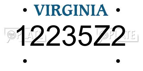 12235Z2 Virginia License Plate