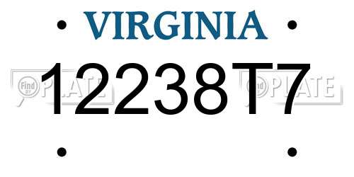 12238T7 Virginia License Plate
