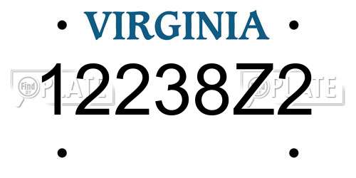 12238Z2 Virginia License Plate