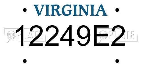 12249E2 Virginia License Plate