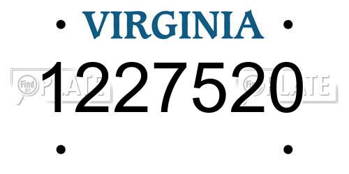 1227520 Virginia License Plate