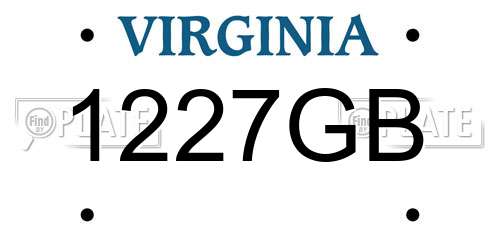 1227GB Virginia License Plate