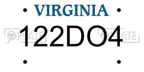 122DO4 Virginia License Plate