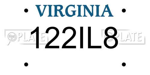 122IL8 Virginia License Plate