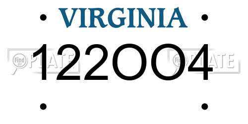 122OO4 Virginia License Plate