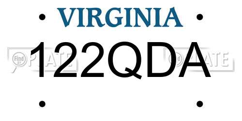 122QDA Virginia License Plate