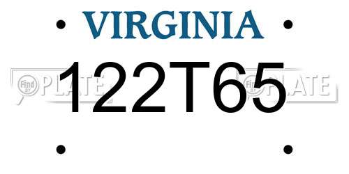 122T65 Virginia License Plate