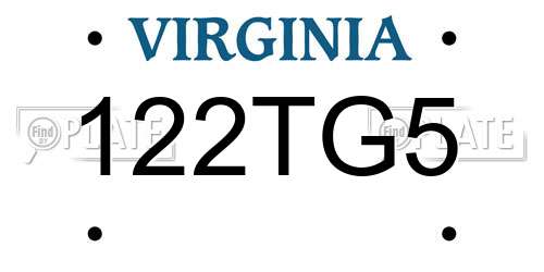 122TG5 Virginia License Plate