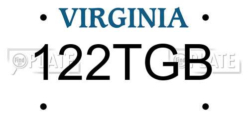 122TGB Virginia License Plate
