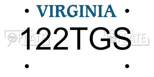 122TGS Virginia License Plate