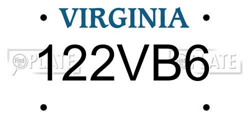 122VB6 Virginia License Plate