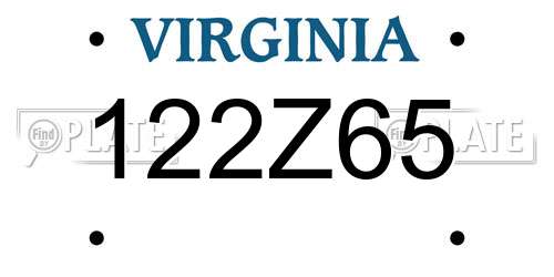 122Z65 Virginia License Plate