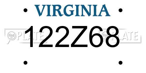 122Z68 Virginia License Plate
