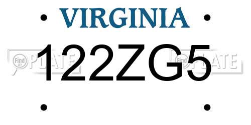 122ZG5 Virginia License Plate