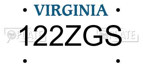 122ZGS Virginia License Plate